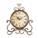 1 x RAW Customer Returns HZDHCLH Retro Silent Roman Table Clock for Living Room Bedroom Office Art Desk Clock Copper  - RRP €29.99