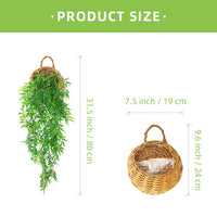 1 x RAW Customer Returns ANZOME Artificial Hanging Plants with Wooden Basket, 107cm Artificial Hanging Plants in Pots for Office Kitchen Garden Party Wall Decoration Bamboo Leaf  - RRP €19.99