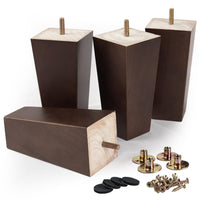 1 x RAW Customer Returns LA VANE 25cm Wooden Table Legs, 4 Pack Walnut Solid Wood Pyramid Replacement Furniture Feet Furniture Legs with Pre-Drilled M8 Bolts Mounting Plates Screws for Sofa Bed Cabinet Couch Ottoman - RRP €36.29