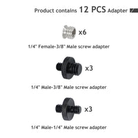 1 x RAW Customer Returns Frgyee Camera Screw Adapter Set 12 Pieces 3 8 to 1 4 Adapter for Tripod Camera Mount Monopod Ball Joint Light Stand Lighting Bracket - RRP €9.89