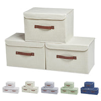 1 x RAW Customer Returns Veakii Storage Crates, Set of 3 Storage Boxes, Collapsible Storage Boxes with Lids, Collapsible Storage Bin with Handle, Storage Baskets Organizer Containers Nature  - RRP €24.8