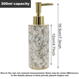 2 x Brand New RonFin ceramic soap dispenser, dishwashing liquid dispenser, pump dispenser from empty bottle soap dispenser lotion dispenser ideal for kitchen bathroom, liquid soaps refillable shampoo gold marble-white  - RRP €40.8