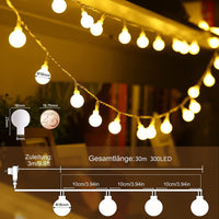 1 x RAW Customer Returns WOWDSGN ball fairy lights, 300 LEDs fairy lights 30M dimmable, party fairy lights with plug for indoor and outdoor use, 8 light modes, energy saving, ideal for Christmas, wedding, party, garden, warm white - RRP €34.27