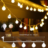 1 x RAW Customer Returns WOWDSGN ball fairy lights, 300 LED fairy lights, 30M dimmable, party fairy lights with plug for indoor and outdoor use, 8 light modes, energy-saving, ideal for Christmas, wedding, party, garden, warm white - RRP €35.69