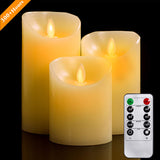 1 x RAW Customer Returns LED candles, flameless candles 4 5 6 inch set of 3 real wax with realistic dancing LED flames and 10-button remote control with 2 4 6 8-hour timer, 300 hours YIWER ivory, 3 1  - RRP €19.46