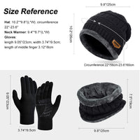 1 x RAW Customer Returns Winter Hat Scarf Touchscreen Gloves Set - Unisex Beanie Knitted Hat Winter Scarf Thermal Fleece Lining Warm Knit Hat Loop Non-Slip for men s ski 3-in-1 winter set - RRP €20.11