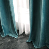 1 x Brand New MIULEE Teal blue velvet curtain with eyelets, beautifully soft velvet curtains short for bedroom living room, pack of 2 velvet curtains short opaque each 145 cm long, thick velvet thermal curtain winter - RRP €35.64