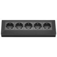 1 x RAW Customer Returns Corner socket Schuko, USB for kitchen, office, workshop. Power strip for kitchen worktop, surface-mounted socket or under-counter socket - without cable, plastic large 5 F black - RRP €33.41