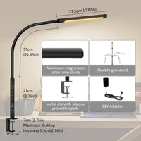 1 x RAW Customer Returns YAMYONE Desk Lamp with Clamp 12W, 2 USB Ports Table Lamp 6 Colors 6 Brightness, Remote Touch Control Timer, 360 Flexible Neck Architect Lamp for Work - RRP €25.79