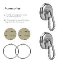 1 x RAW Customer Returns Ant Mag Magnetic Hook Strong Neodymium Magnetic Hooks with 63.5KG Adhesive Force Magnet Heavy Duty Hook with Swivel Carabiner for Kitchen Bathroom Bedroom Garage Office Refrigerator 2 pieces - RRP €16.13