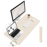 1 x RAW Customer Returns YSAGi Desk Pad, Mouse Pad with Leather and Non-Slip Suede, Multifunctional Office Mouse Pad Laptop Writing Pad, Table Protection Pad for Office Home Office Beige, 90x43cm  - RRP €15.42