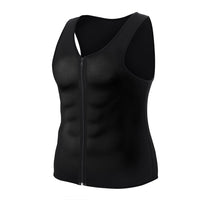 1 x RAW Customer Returns Yokald Men s Sauna Sweat Vest Zipper Suit Neoprene Corset Fitness Shapewear Compression Waist Trainer Top Body Shaper for Workout Black, L  - RRP €22.88