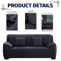 1 x RAW Customer Returns Lydevo Sofa Cover 3 Seater Stretch Sofa Cover Elastic Sofa Cover Spandex Sofa Cover with 2 Pillowcases Anti-Slip Washable Sofa Protection Cover Slipcover Couch, Dark Gray - RRP €31.99