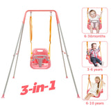 1 x RAW Customer Returns FUNLIO 3-in-1 Baby Swing 4 Sandbags, Indoor Outdoor Baby Games, Foldable Metal Stand and Clear Instructions, Easy to Assemble and Store - Pink - RRP €101.99