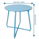 1 x RAW Customer Returns U-BCOO Patio Side Table, Durable Steel Patio Side Table, Small Round End Table for Patio Yard Balcony Garden Porch Deck Lawn Light Blue, Alloy Steel Round  - RRP €33.26