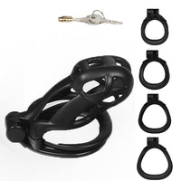 1 x RAW Customer Returns SeLgurFos CB-V3.0 Breathable 3D Penis Cage Chastity Belt Set with 4 Sizes Cock Ring Black Chastity Cage Sex Toy short  - RRP €38.3