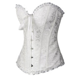 1 x RAW Customer Returns Everbellus Women s Jacquard Overbust Corset Top for Thick Slimming Half Breast Corsage White Large - RRP €22.22