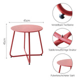 1 x RAW Customer Returns Fokebel side table, small metal side table, round garden side table, couch table coffee table with adjustable table legs red, 45x45H cm  - RRP €38.99