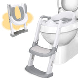 1 x RAW Customer Returns DEANIC Children s Toilet Seat with Stairs, Potty with Ladder PU Padded, Toilet Seat for Children from 1-7 Years, Toilet Seat for Children 38-47cm Gray  - RRP €38.99