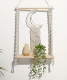 1 x RAW Customer Returns Afuly Wall Shelf Wooden Shelf Wall Boho Decoration with Dream Catcher Hanging Shelf Macrame Wall Decoration Balcony Bathroom Living Room Handmade Floating Shelf - RRP €30.24