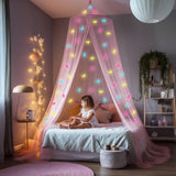 1 x RAW Customer Returns Pink bed canopy with pre-glued glowing unicorns - princess mosquito net for girls room decoration - canopy bed curtains for children and baby bed - RRP €38.71