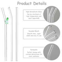 1 x Brand New Glass Straws Reusable 10 Pieces Glass Straws, 2 Long Straight Glass Straws, 6 Curved Glass Drinking Straws with 2 Cleaning Brushes, 8mm Diameter for Smoothies Coffee 4 Turtle  - RRP €20.4