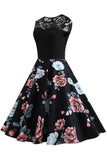 1 x RAW Customer Returns Axoe Women s 50s Rockabilly Dress with Floral Pattern Sleeveless, Color 06, XXL 46 EU  - RRP €34.99