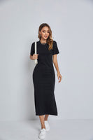 1 x RAW Customer Returns Germinate Maxi T Shirt Dress Women Summer Loose and Comfortable Casual Beach Cotton Slit Black Dressy Long Dresses Plus Size as3, Alpha, xx l, Plus, Regular, Black  - RRP €21.22