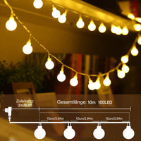 1 x RAW Customer Returns WOWDSGN ball fairy lights, 35M 350LEDs fairy lights dimmable, party fairy lights with plug for indoor and outdoor use, 8 light modes, energy saving, ideal for Christmas, wedding, party, garden, warm white - RRP €40.97