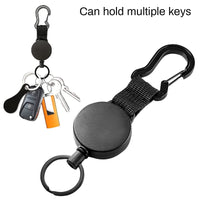 1 x Brand New Extendable key ring, 2 pieces of lanyard, retractable ID card with 65 cm extendable steel cable, carabiner hook, key ring for keys, belt clip and card holder - RRP €12.1