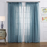 3 x Brand New Sedefen Set of 2 Sheer Voile Curtains Blue Transparent Ruffle Tape Linen Look Curtain Short Curtains Scarves for Living Room Bedroom Children s Room 107 x 260 cm W x H  - RRP €30.21