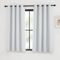 1 x RAW Customer Returns KGORGE Living Room Curtains Short Thermal Curtain Heat Protection Eyelet Curtain Set of 2 135 x 140 cm HxW Opaque Curtains White Blackout Curtain for Bedroom, Grey White - RRP €29.2