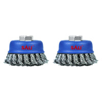 4 x Brand New SALI 2 pieces wire cup brush, 75 mm twisted knotted cup brush for grinding machines, with 5 8-11 inch mandrel for heavy cleaning of rust, stripping and abrasives, for angle grinders - RRP €48.0