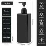 1 x RAW Customer Returns Segus shampoo bottles for filling, 3 pieces 500 ml soap dispenser with pump head, separate waterproof sticker, for multiple filling of shampoo, conditioner, hand disinfectant, black - RRP €18.9