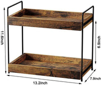 1 x RAW Customer Returns EWEMOSI Standing Shelf Wooden Worktop Kitchen Shelf with 2 Levels Spice Rack Metal Support Bathroom Storage Shelf Spice Holder Spice Rack Organizer Vanity Tray - RRP €25.99