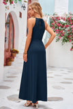 1 x RAW Customer Returns KILIG Maxi Dress Women Summer Halterneck Summer Dress Elegant Long Dress Wedding Guest Party Dress Slit Casual Dress Navy, S  - RRP €32.26