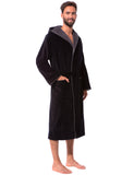 1 x RAW Customer Returns Morgenstern bathrobe for men made of cotton with hood in black house bathrobe ankle-length shower bathrobe velor size M - RRP €60.46