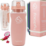 1 x RAW Customer Returns Hydracy Drinking Bottle for Fruit Spritzers 1L -Sports Water Bottle with Time Marker Long Infuser and Insulated Cover -Detox Sports Bottle 27 Delicious Recipes Infused Water eBook Gift - Pink - RRP €20.04