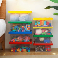 1 x RAW Customer Returns Greentainer toy storage box with lid, 2 pieces stackable toy box made of plastic, storage basket for children, toy box for children s room, storage container for blocks - RRP €39.99