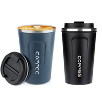 1 x RAW Customer Returns ERBO coffee mug to go, stainless steel thermal mug, leak-proof coffee cup with lid, coffee cup thermal mug for on the go, environmentally friendly, blue black 380ml - RRP €21.6