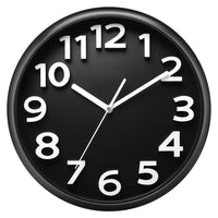 1 x RAW Customer Returns Plumeet 33cm Large Wall Clock, Non-Ticking Silent Quartz Decorative Clocks, Modern Style Good for Kitchen Living Room Bedroom Office, Large 3D Number Display, Battery Operated Black  - RRP €26.08