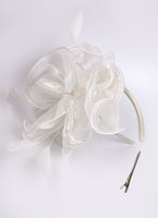 3 x Brand New Women s Fascinators Hat Feather Flowers Hair Accessories Bridal Hair Clip for Cocktail Party Church Wedding Festival White  - RRP €30.21