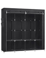 1 x RAW Customer Returns SONGMICS fabric wardrobe, wardrobe, 45 x 170 x 167 cm, 4 hanging compartments, with shelves, 4 side pockets, plenty of space, for bedroom, living room, black RYG094B02 - RRP €42.99