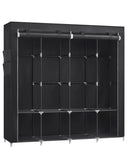 1 x RAW Customer Returns SONGMICS fabric wardrobe, wardrobe, 45 x 170 x 167 cm, 4 hanging compartments, with shelves, 4 side pockets, plenty of space, for bedroom, living room, black RYG094B02 - RRP €42.99