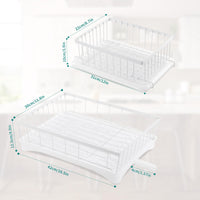 1 x Brand New TONLEA Dish Drainer Rack, Stainless Steel Dish Racks for Kitchen Counter, Space Saving Dish Drainer, Hanging Fruit Basket with Tray, White 1 Large 2 Small  - RRP €20.4