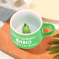 1 x RAW Customer Returns 3D Dinosaur Mug Made of Ceramic, Unique Handmade Dinosaur Dino Coffee Mugs, Christmas Gift for Birthdays, Women, Girls, Girlfriend Dinosaur  - RRP €15.99