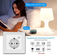 1 x RAW Customer Returns UCOMEN WLAN Smart Schuko socket flush-mounted, WiFi protective contact wall socket Compatible with Tuya, Alexa Echo and Google Home, APP remote control voice control timer function - 1 pack - RRP €20.16