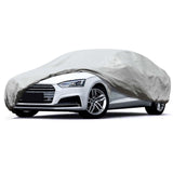 1 x RAW Customer Returns Leader Accessories Premium car cover 5-layer waterproof full garage weatherproof car cover UV stabilized indoor and outdoor use in summer winter notchback-507x155x127cm, light grey  - RRP €44.95