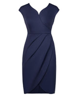 1 x RAW Customer Returns Tanmolo Women s Sleeveless Cocktail Dress V-Neck Evening Dresses Elegant Wrap Dress Knee-Length Party Dress Navy Blue, M  - RRP €24.24