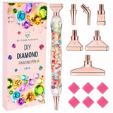 1 x RAW Customer Returns MJARTORIA 5D Diamond Painting Accessories Diamond Painting Pen Set, Flower Fruit Drill Pen with Thread Metal Replacement Pen Heads Glue for Mosaic Making Nail Art Rose Gold  - RRP €13.1